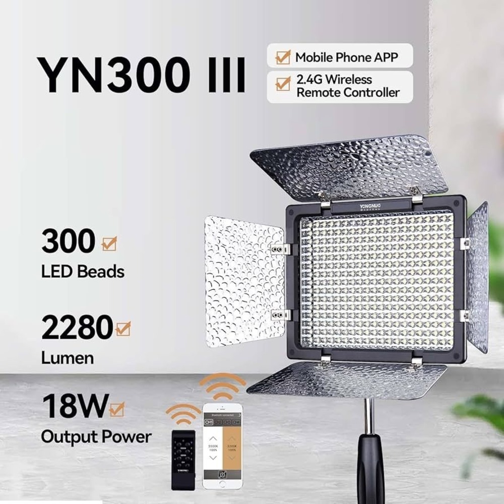 Yongnuo YN300 III Pro LED Video Light 300 Beads‎ 2280 Lumen 18W App New